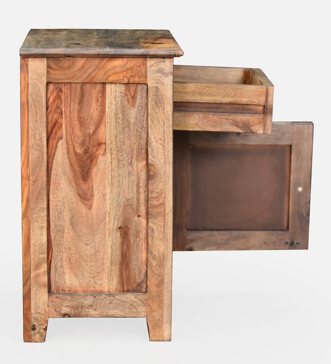 Sivaroa Luxury Solid Wood Bedside Cabinet in Teak Finish - Image 4
