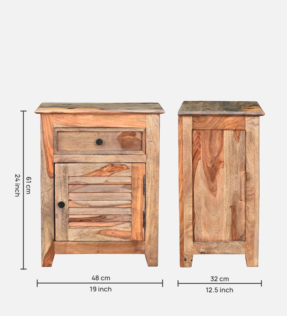 Sivaroa Luxury Solid Wood Bedside Cabinet in Teak Finish - Image 5