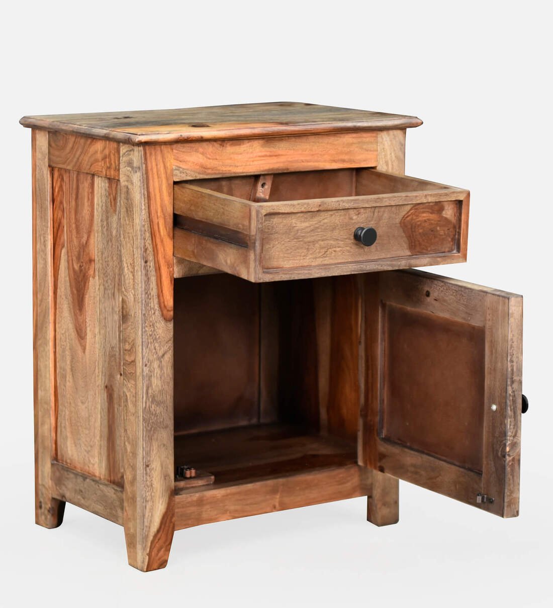 Sivaroa Luxury Solid Wood Bedside Cabinet in Teak Finish - Image 9