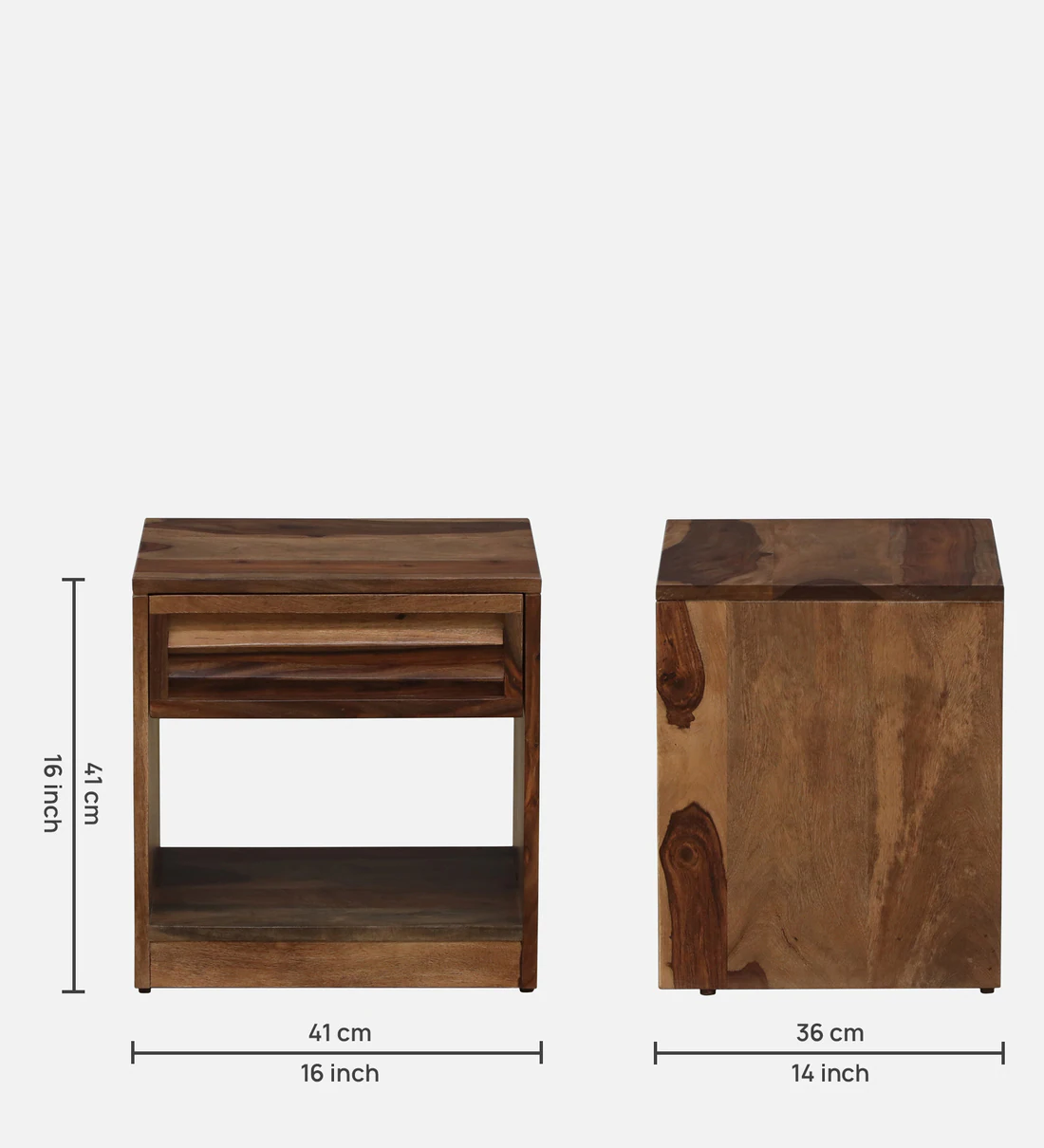 Nilsson Solid Sheesham Wood Nightstand in Natural Teak Finish - Image 8