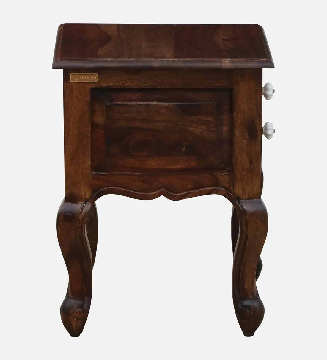 Daven Acacia Wood Nightstand in Golden Pebble Finish with Drawer - Image 7