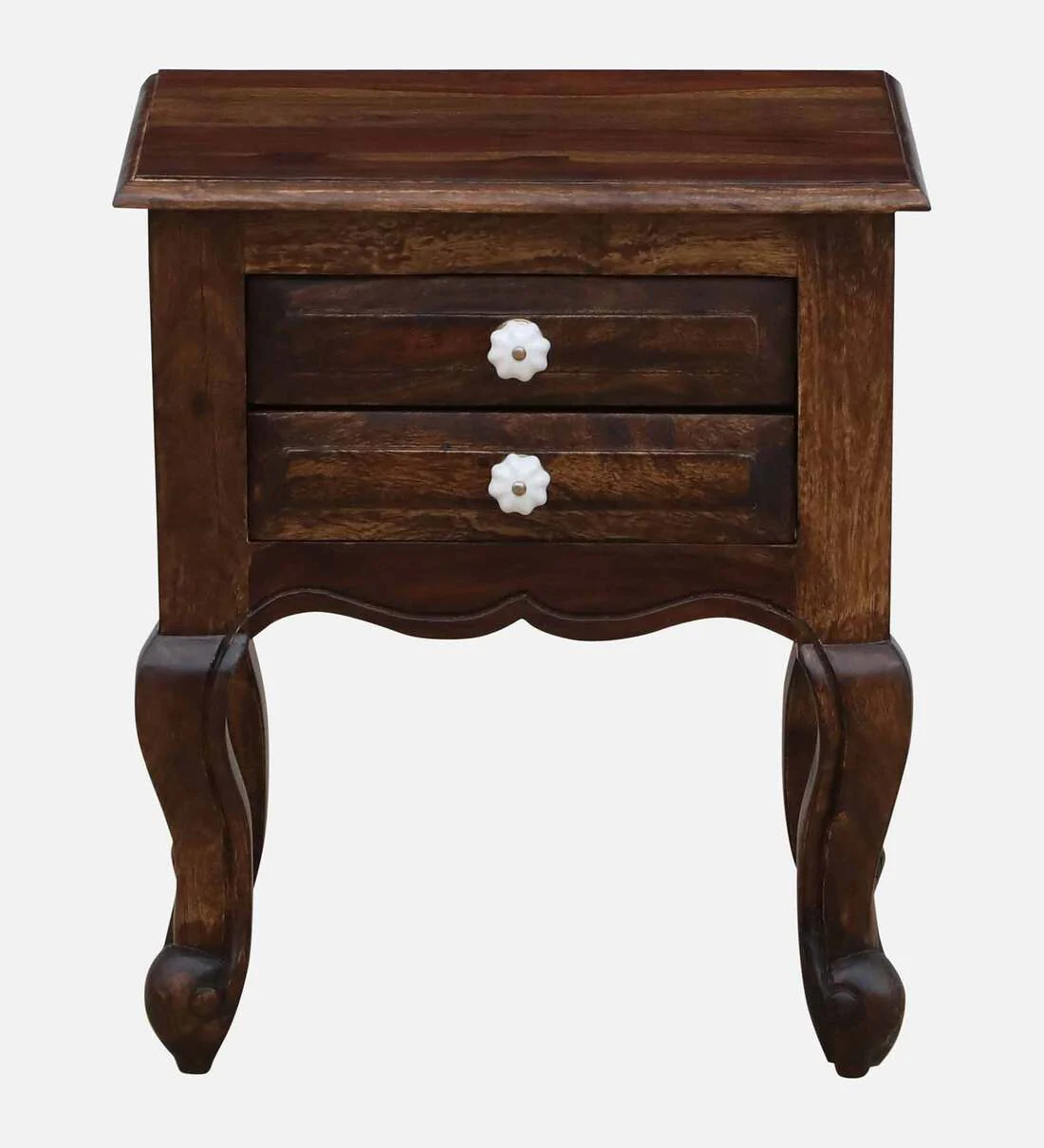 Daven Acacia Wood Nightstand in Golden Pebble Finish with Drawer - Image 8