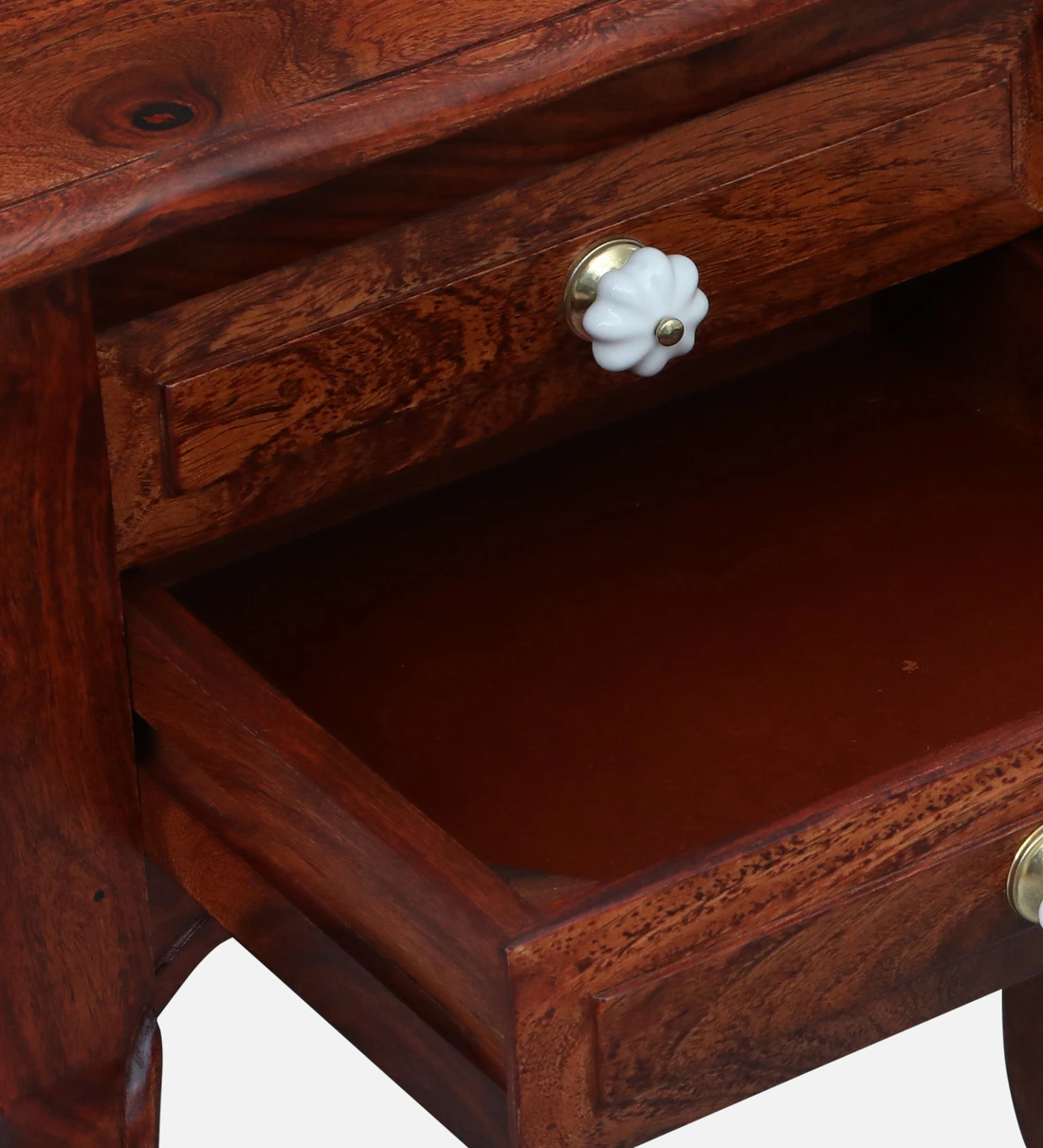Lurven Sheesham Wood Bedside Table in Smoked Almond Natural Finish - Image 3