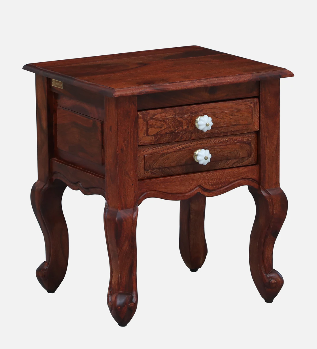 Lurven Sheesham Wood Bedside Table in Smoked Almond Natural Finish - Image 4