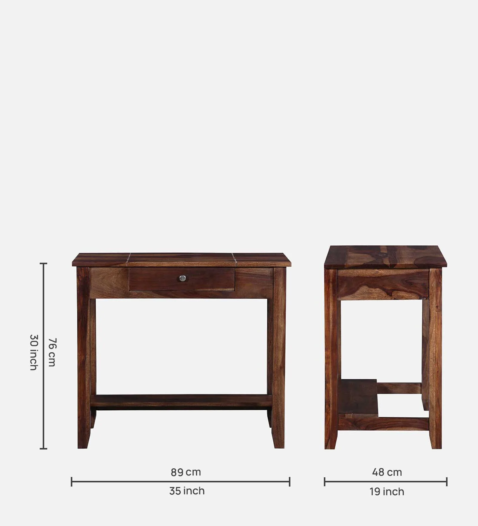Sheesham Wood Writing Table In Scratch Resistant Provincial Teak Finish - Image 2