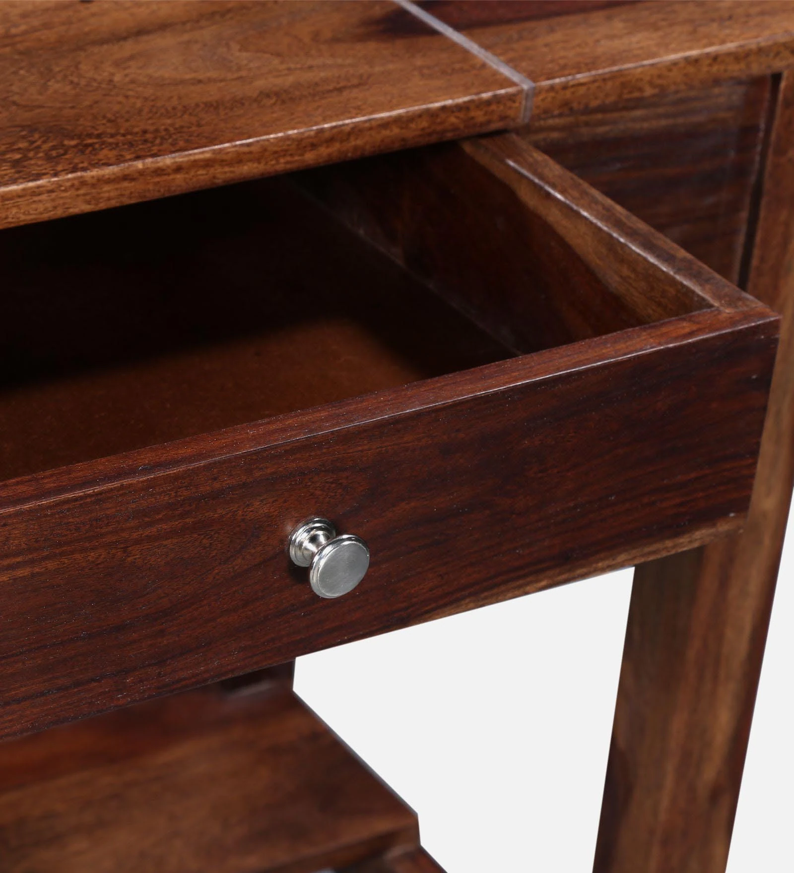 Sheesham Wood Writing Table In Scratch Resistant Provincial Teak Finish - Image 8