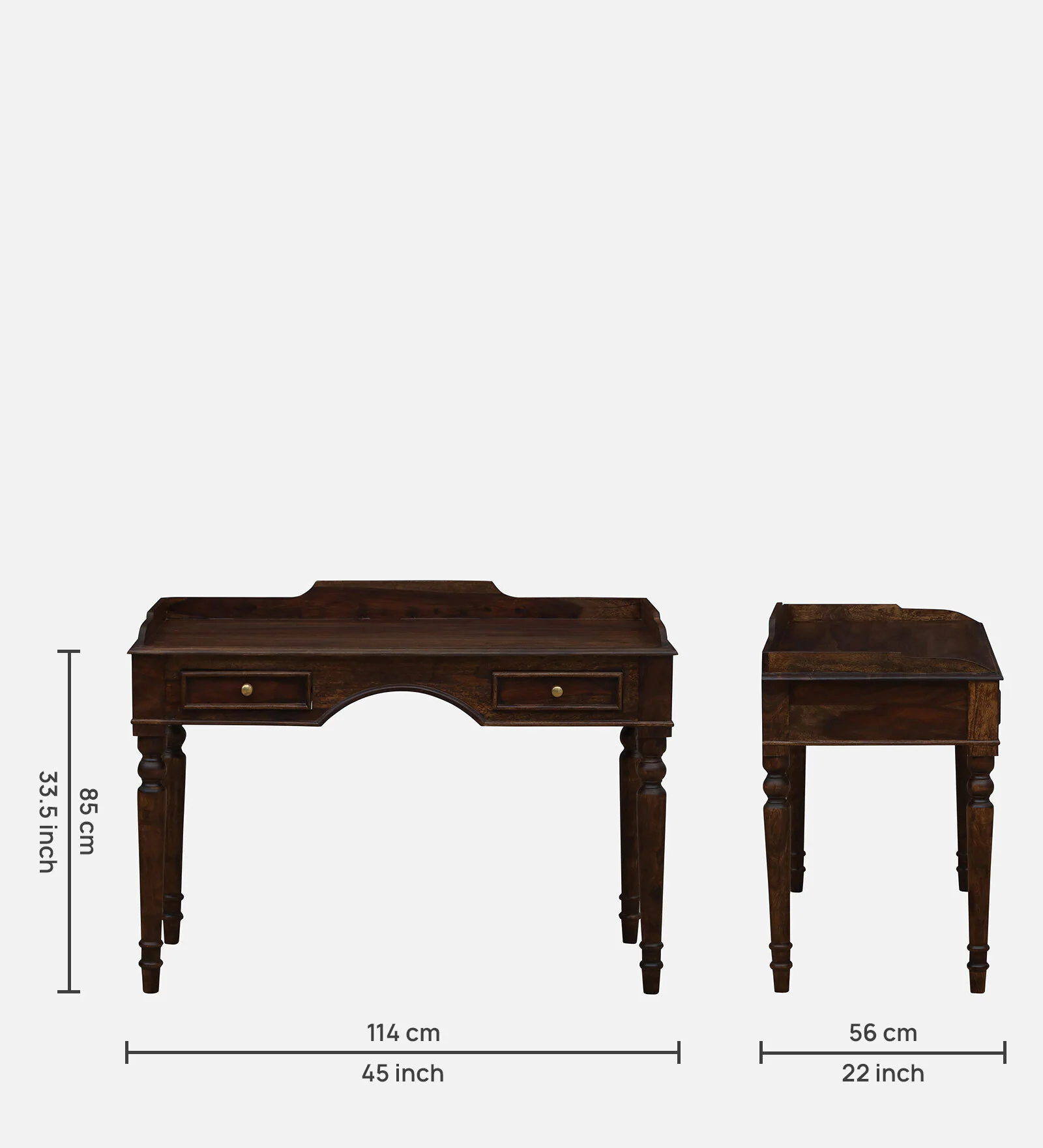 Shok Sheesham Wood Writing Table In Provincial Teak Finish - Image 2