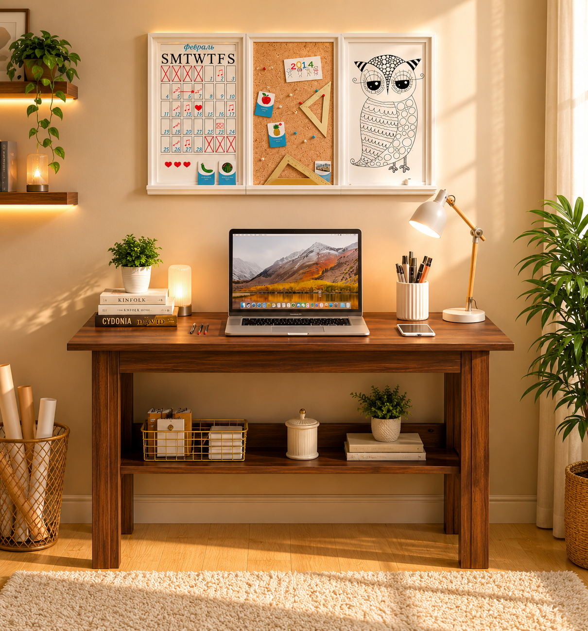 Anew Writing Table In Brown Maple Finish