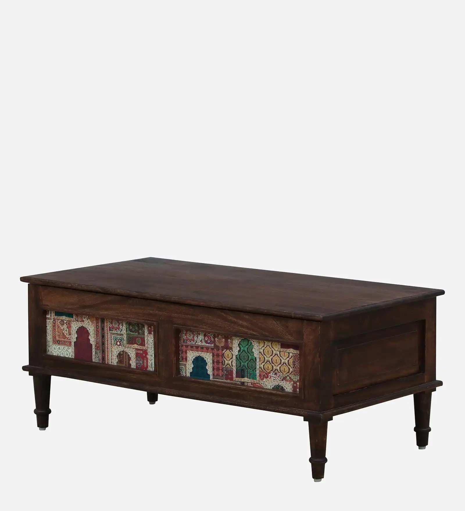 Neem Wood Handcrafted Coffee Table in Distressed Grey Finish - Image 2