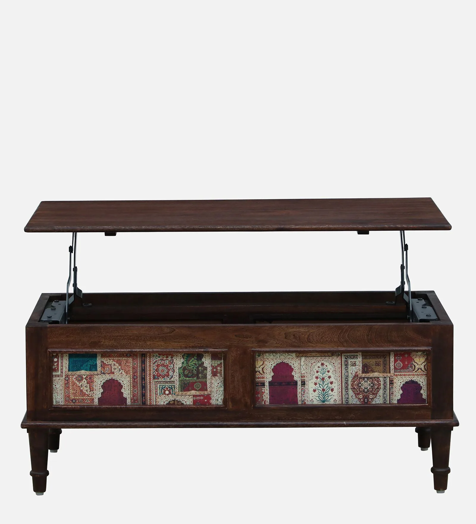 Neem Wood Handcrafted Coffee Table in Distressed Grey Finish - Image 5