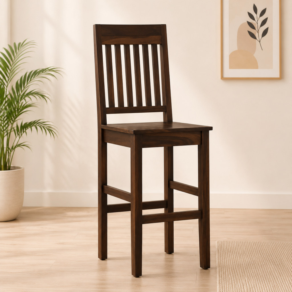 Oarvix Wooden Bar Stools in Natural Honey Finish (Set of 2)
