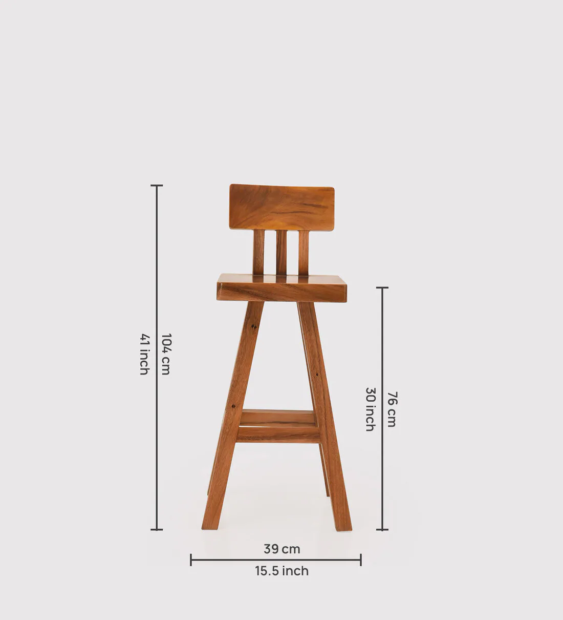 Elara Solid Wood Bar Stool in Walnut Finish - Image 2