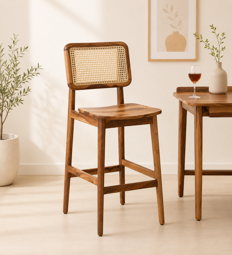 Kelmont Solid Wood High Chairs in Classic Brown Finish (Set of 2)