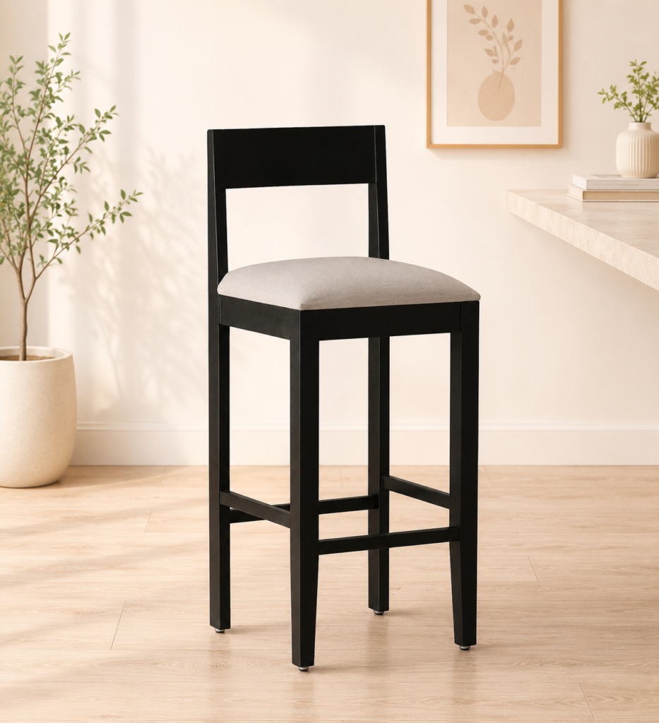 Centon Solid Wood Bar Stools in Teak Finish (Set of 2)