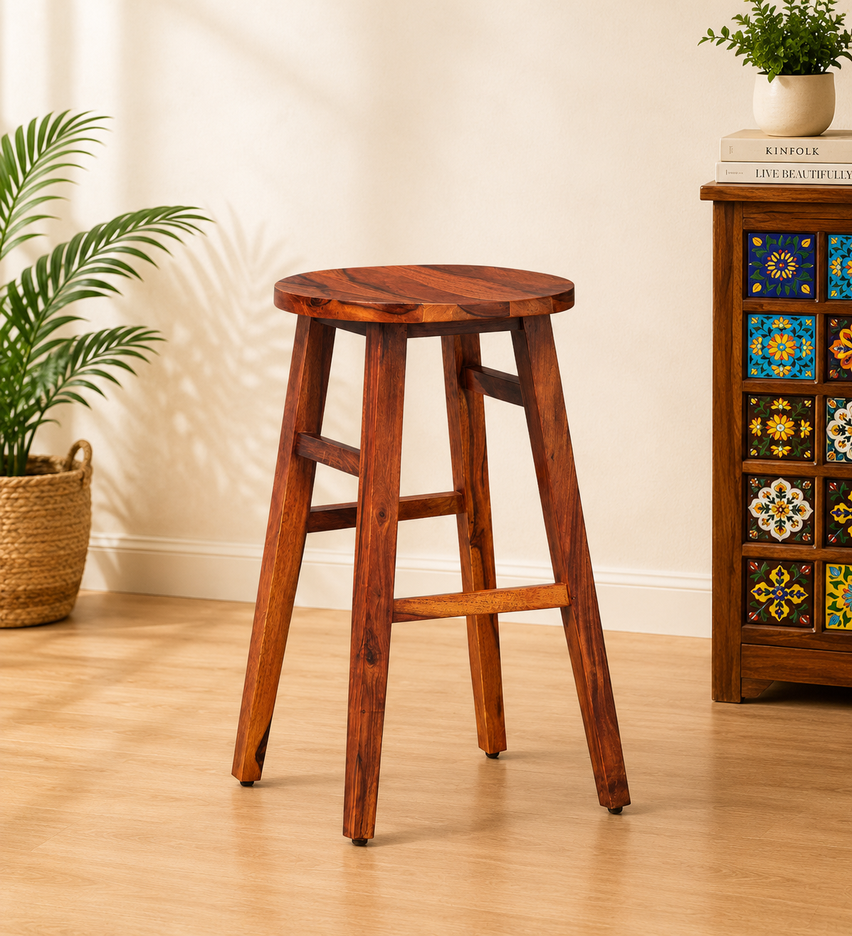 Haven Solid Sheesham Wood Bar Stool for Modern Interiors