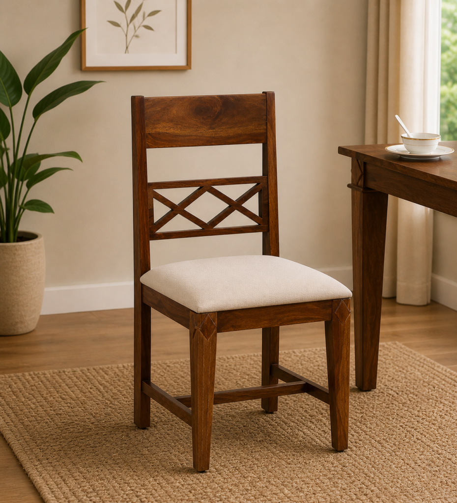 Kroump Sheesham Wood Dining Chair In Provincial Teak Finish (Set Of 2)