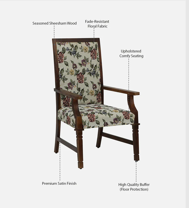 Siting Sheesham Wood Arm Chair In Provincial Teak Finish - Image 7