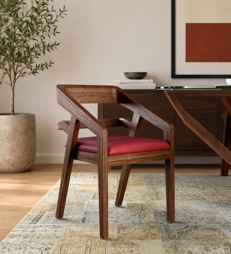 Nain Sheesham Wood Arm Chair In Honey Oak Finish (SET OF 2)