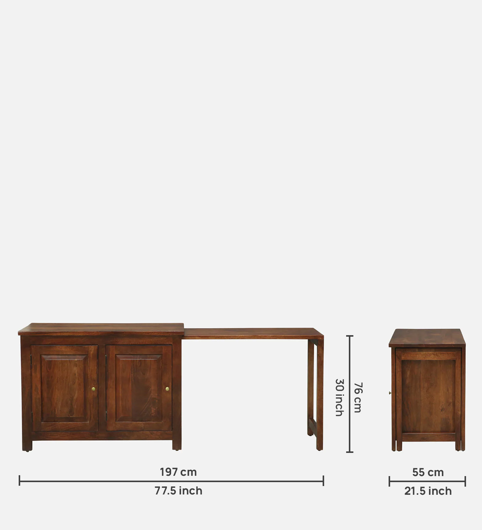 Valencia Solid Wood Storage Cabinet in Walnut Finish - Image 7