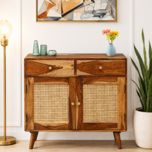 Arnav Sheesham Wood Utility Cabinet With Shelves In Walnut Finish