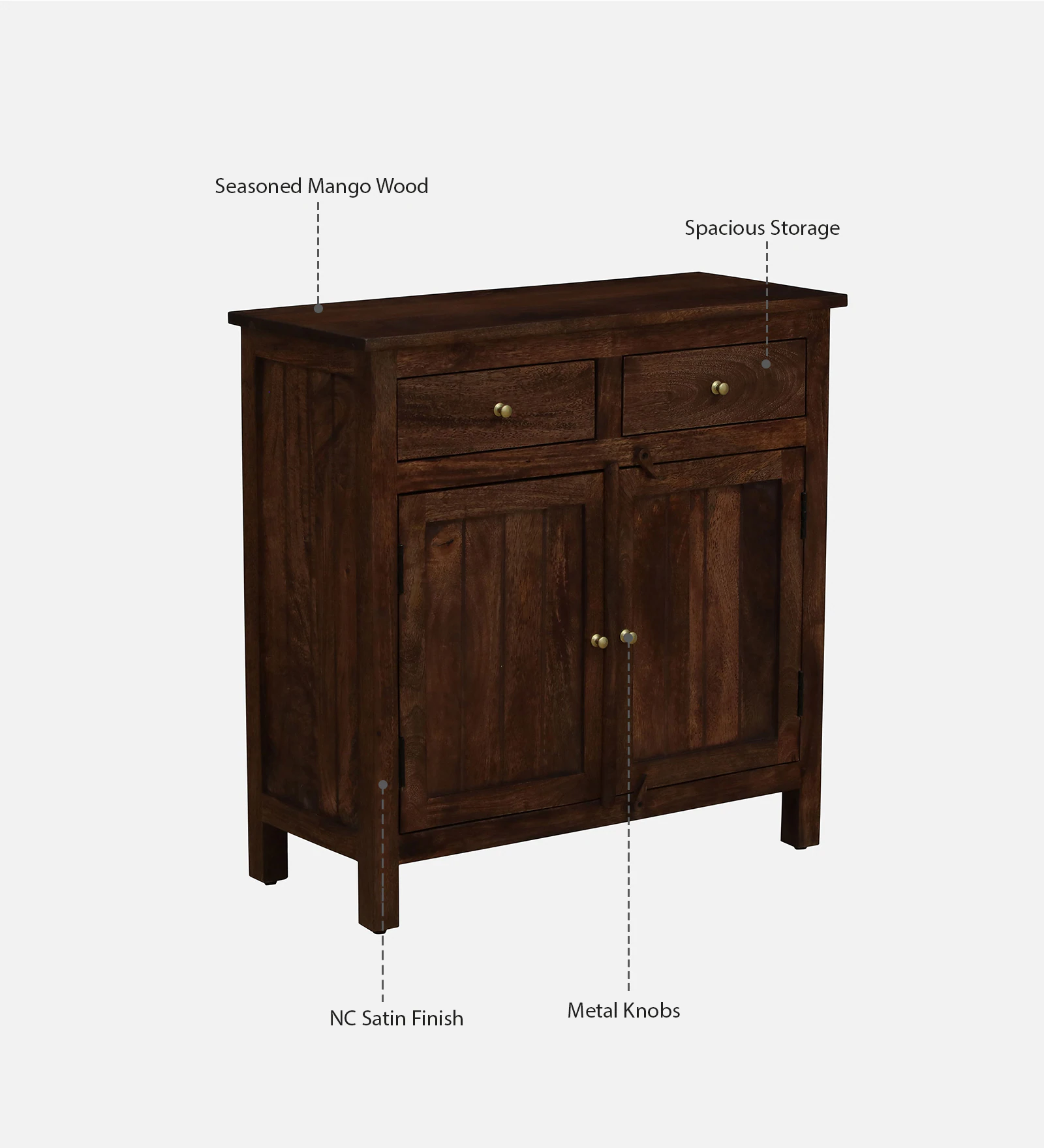 Ayaan Solid Sheesham Wood Storage Cabinet In Honey Finish - Image 12