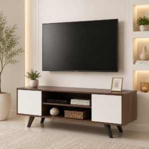 Vanya Solid Sheesham Wood TV Console In Natural Oak Finish