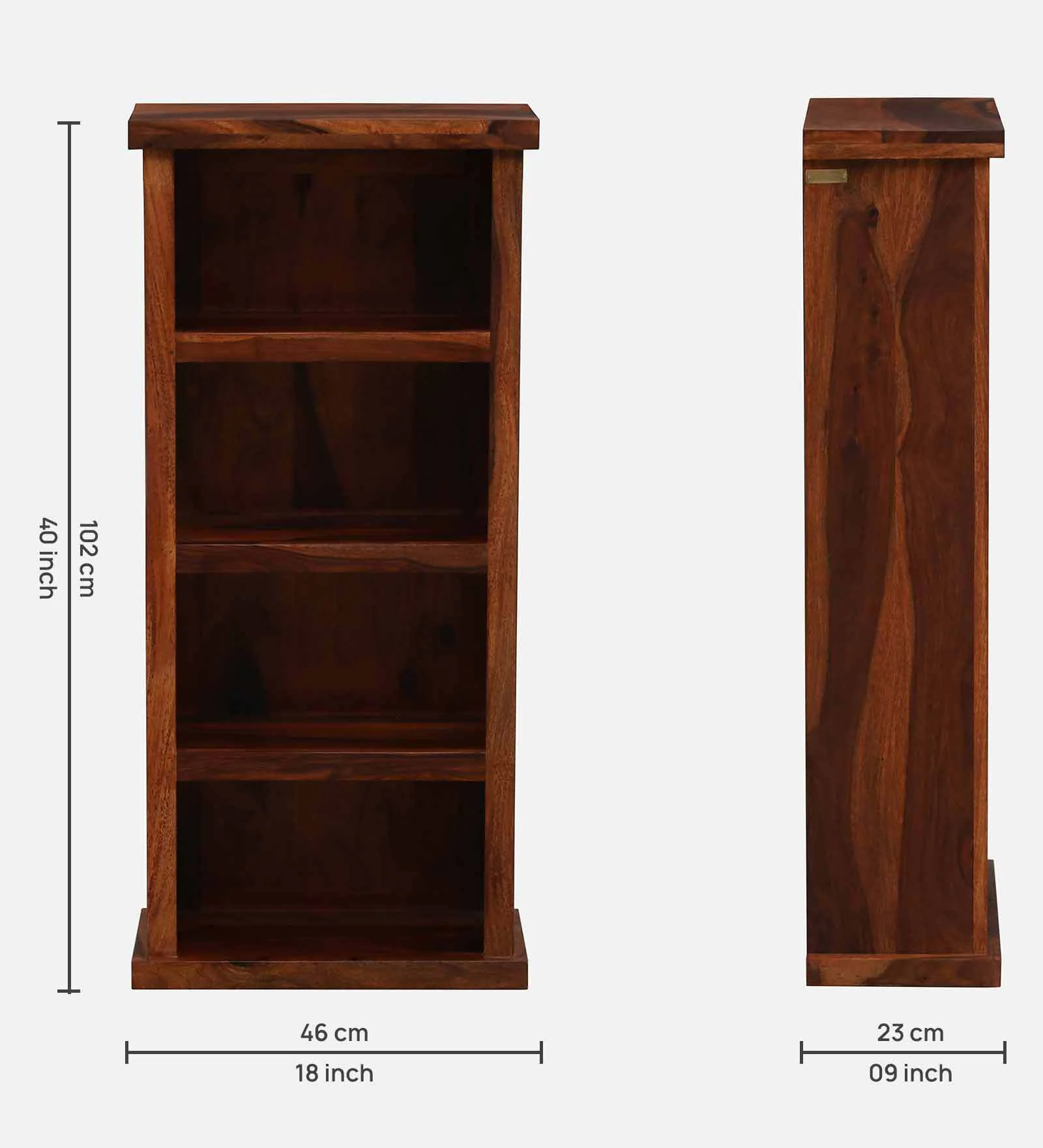 Lambvar Solid Sheesham Wood Book Rack in Warm Walnut Finish - Image 2