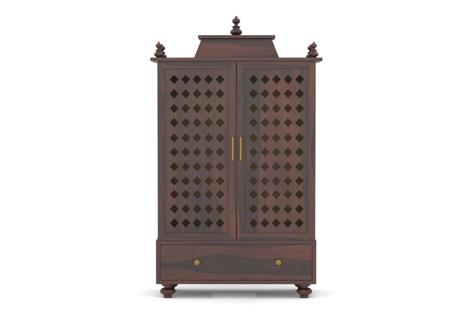 Vanshika Handicrafts Sheesham Wood Pooja Mandir with Cabinet (15x32x46in) - Image 9