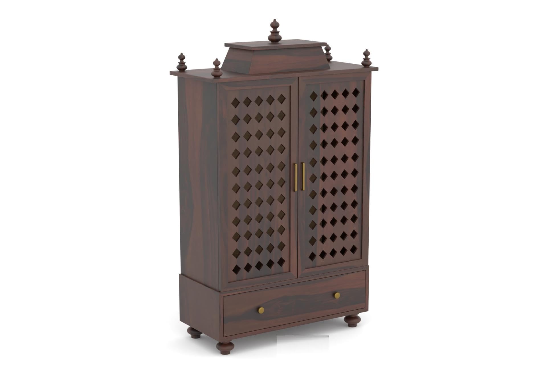 Vanshika Handicrafts Sheesham Wood Pooja Mandir with Cabinet (15x32x46in) - Image 13