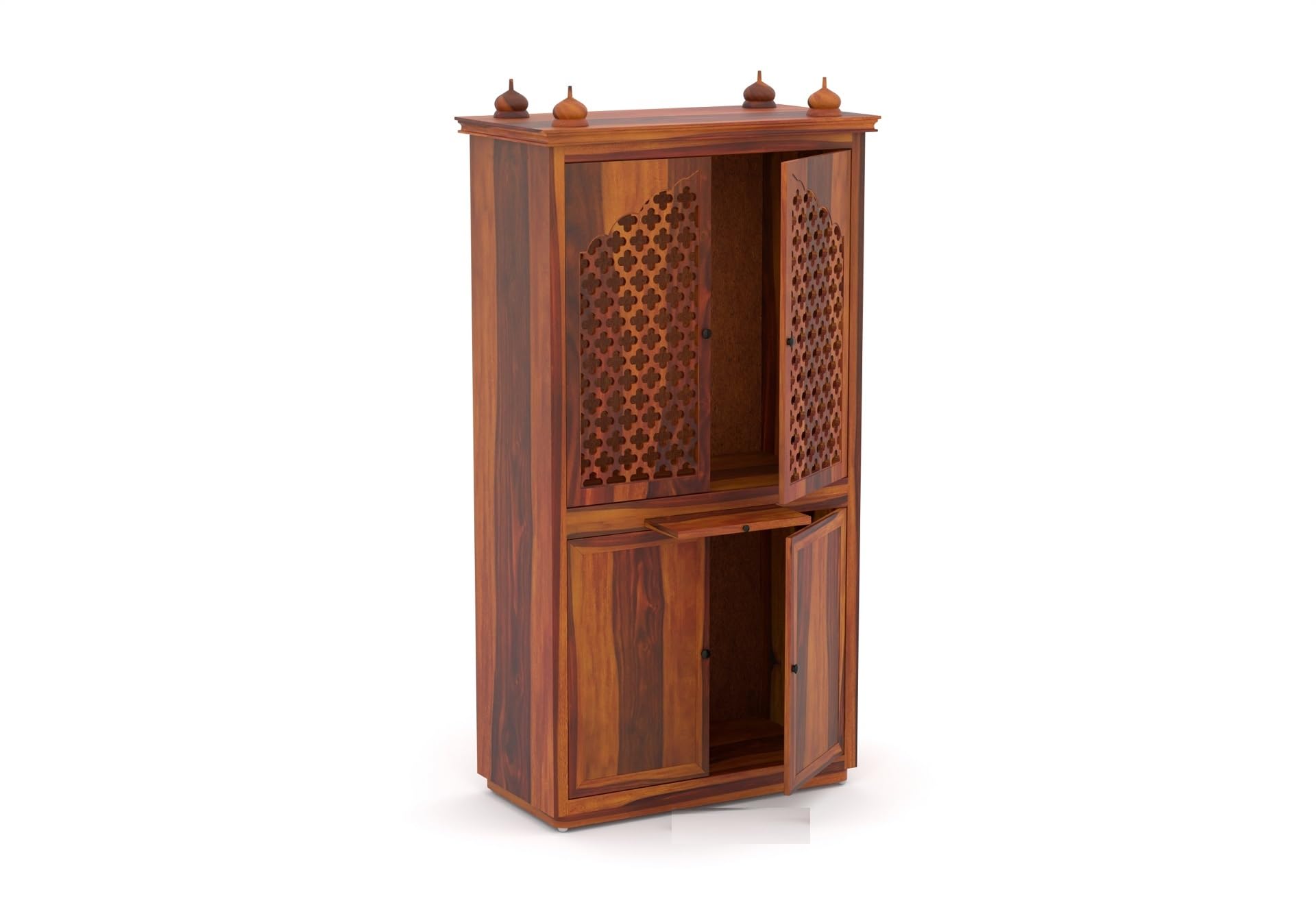 Vanshika Handicrafts Sheesham Wood Pooja Mandir with Cabinet (32x15x60cm) - Image 4