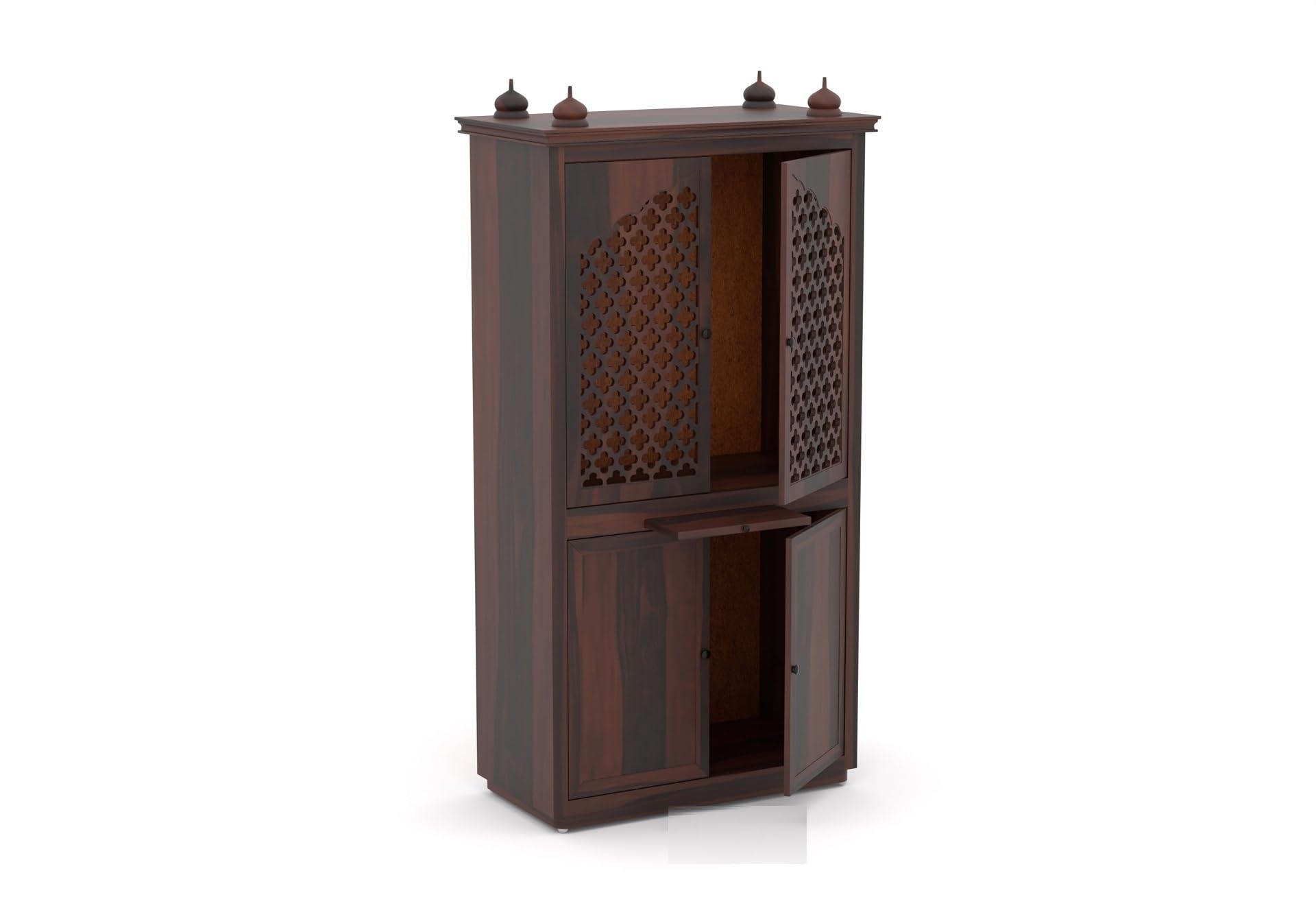 Vanshika Handicrafts Sheesham Wood Pooja Mandir with Cabinet (32x15x60cm) - Image 10