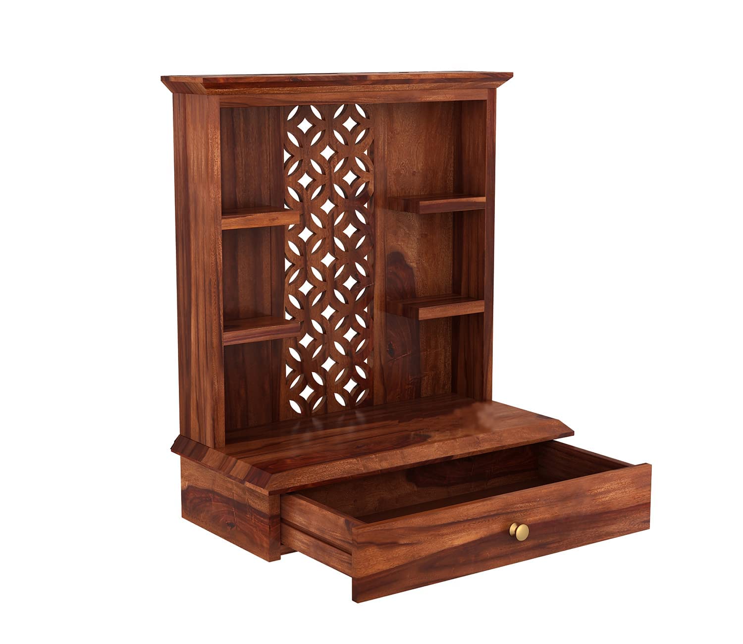 Vanshika Handicrafts Sheesham Wood Pooja Mandir with Cabinet (50x38x71cm) - Image 4